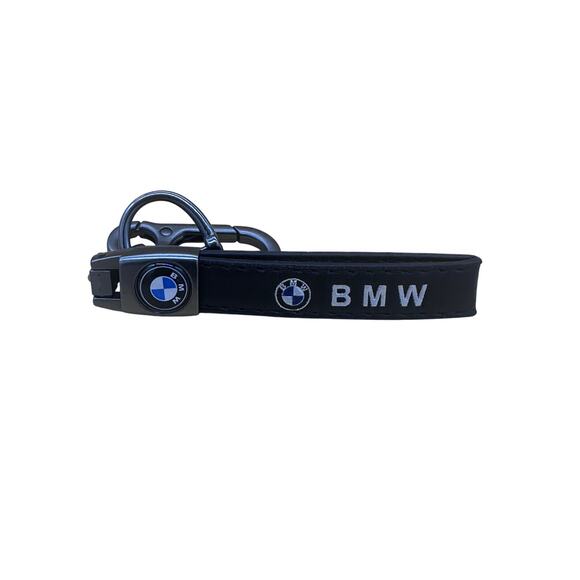 GENUINE LEATHER KEYCHAIN FOR  BMW CAR BRAND BLACK COLOR - Picture 1 of 2